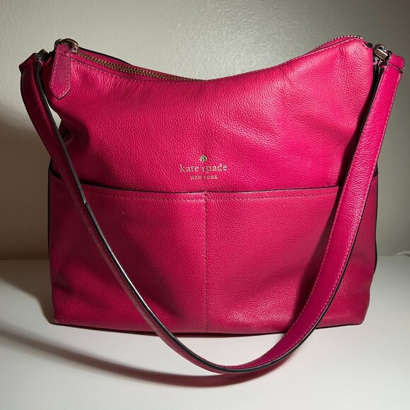 Kate Spade Hot Pink Satchel Purse Pebbled Leather style S338 - Picture 1 of 16